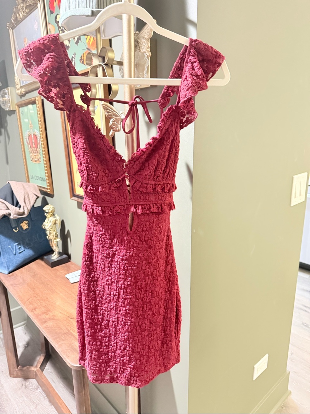 Windsor Raspberry Ruffle Textured Mini Dress